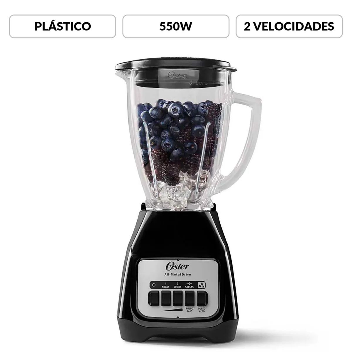 OSTER - Licuadora OSTER 2 velocidades+Pulso Vaso De Vidrio BLSTKAGBPB