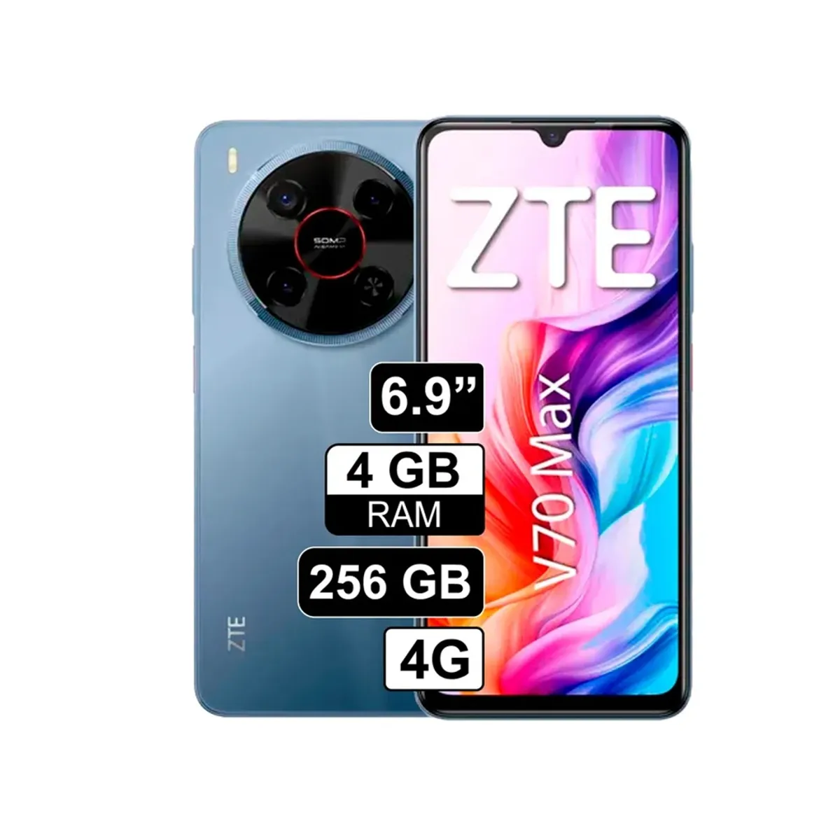 ZTE - SMARTPHONE ZTE CELULAR BLADE V70 MAX 14GB 4GB+10GB EXT +256GB/ 6.9" 120Hz / 6000 mAh 22.5W FAST CHAR