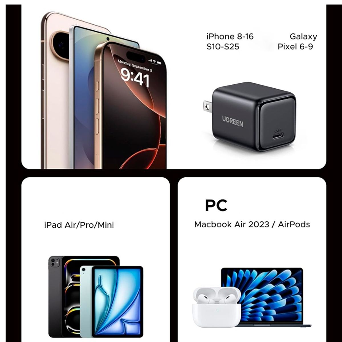 UGREEN - Cargador UGREEN X513 55530 30W GaN USB‑C – Carga Rápida