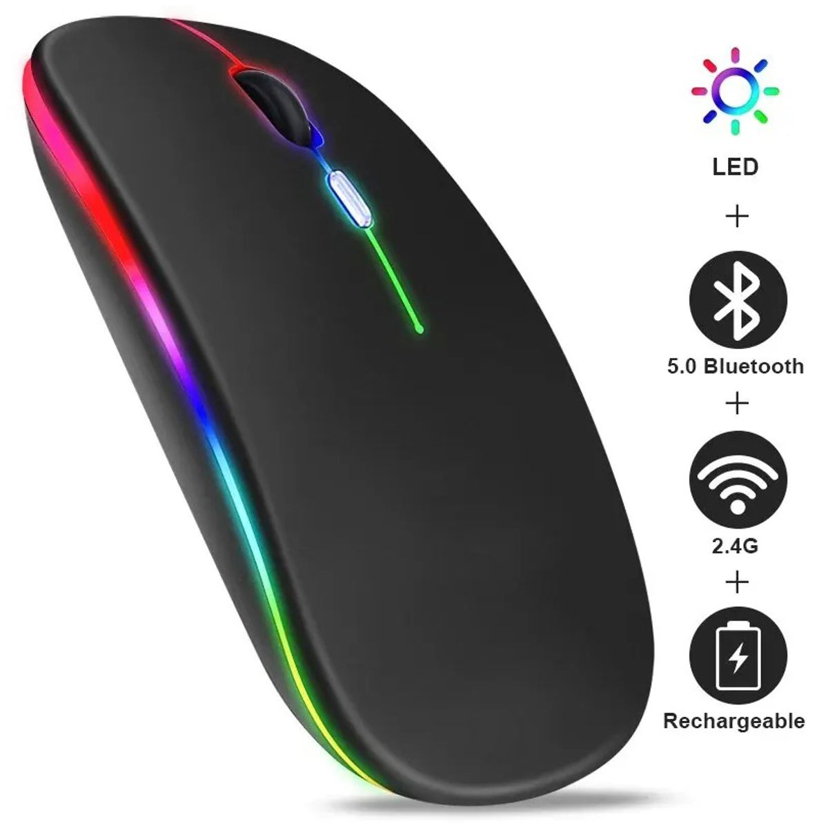 GENERICO - Mouse Inalámbrico Recargable Magic Pro Con Luces Led Ultra Ligero