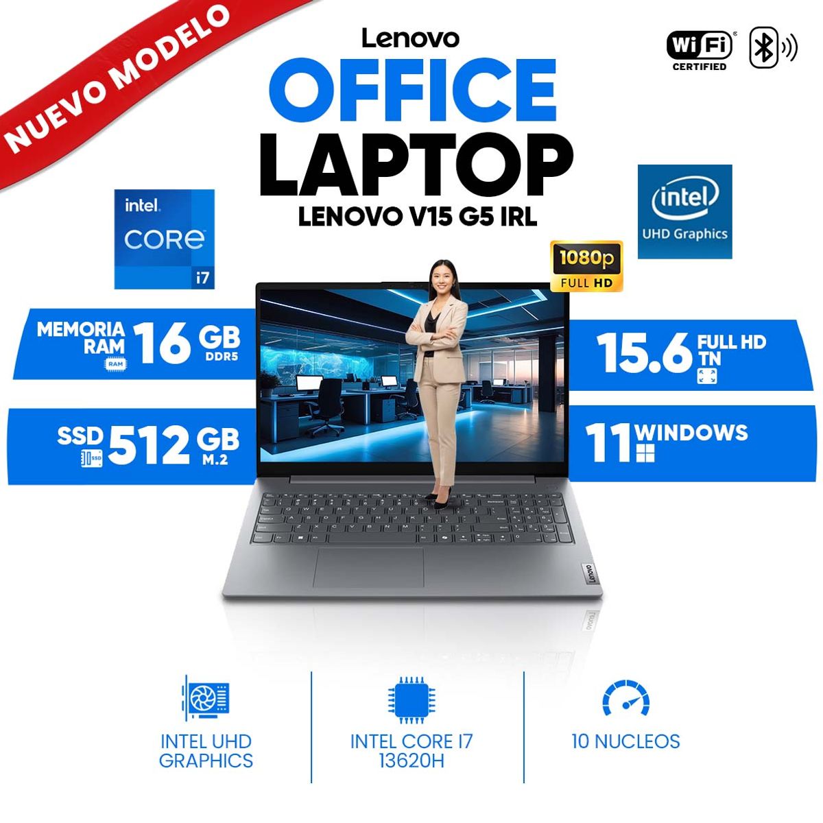 LENOVO - Laptop Lenovo V15 G5 IRL, Core i7-13620H, 16GB DDR5, 512 GB SSD M.2, 15.6 FULL HD TN