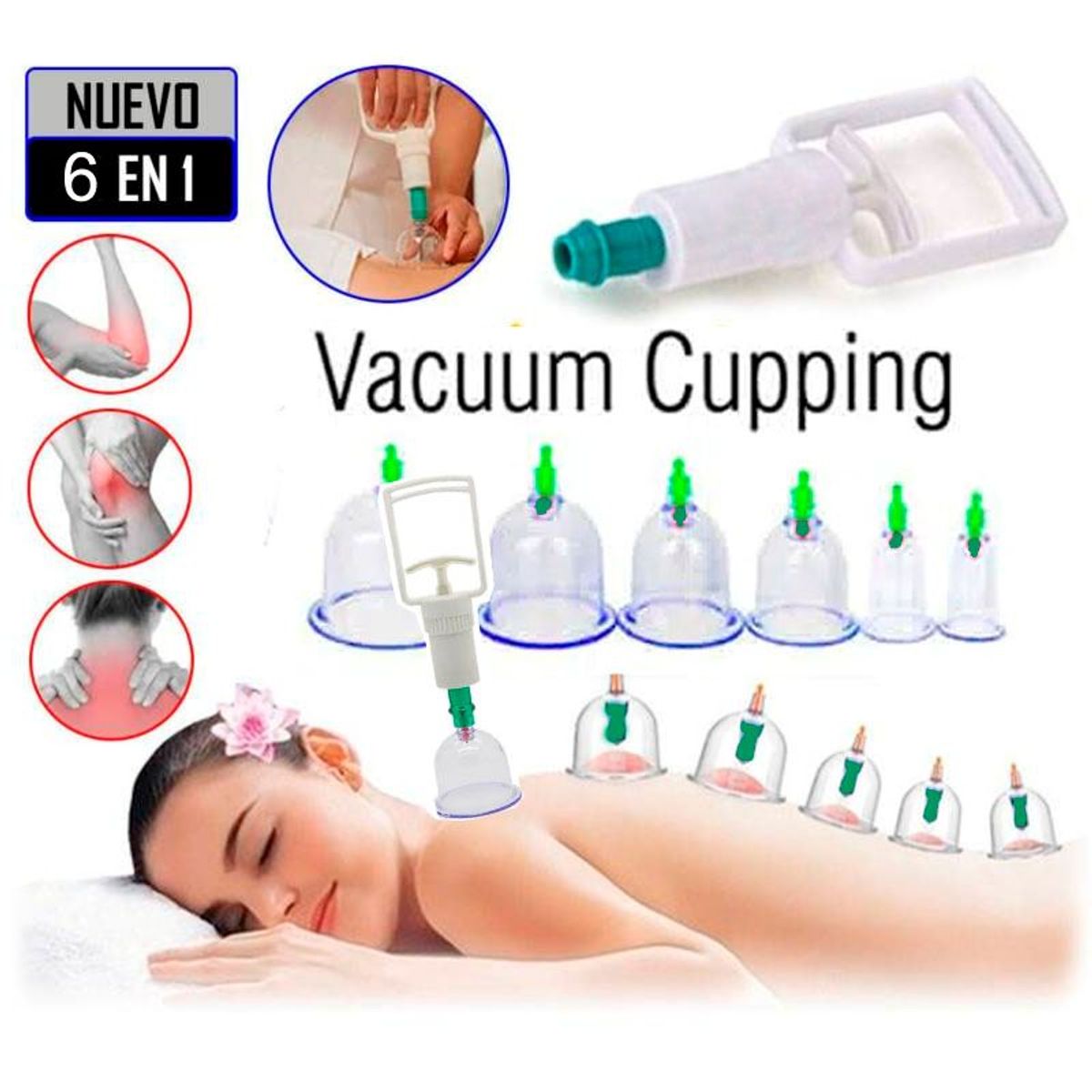 OEM - SET 6COPAS Ventosas Chinas Para Vacumterapia Copas de Succion Masajes Tradicional China