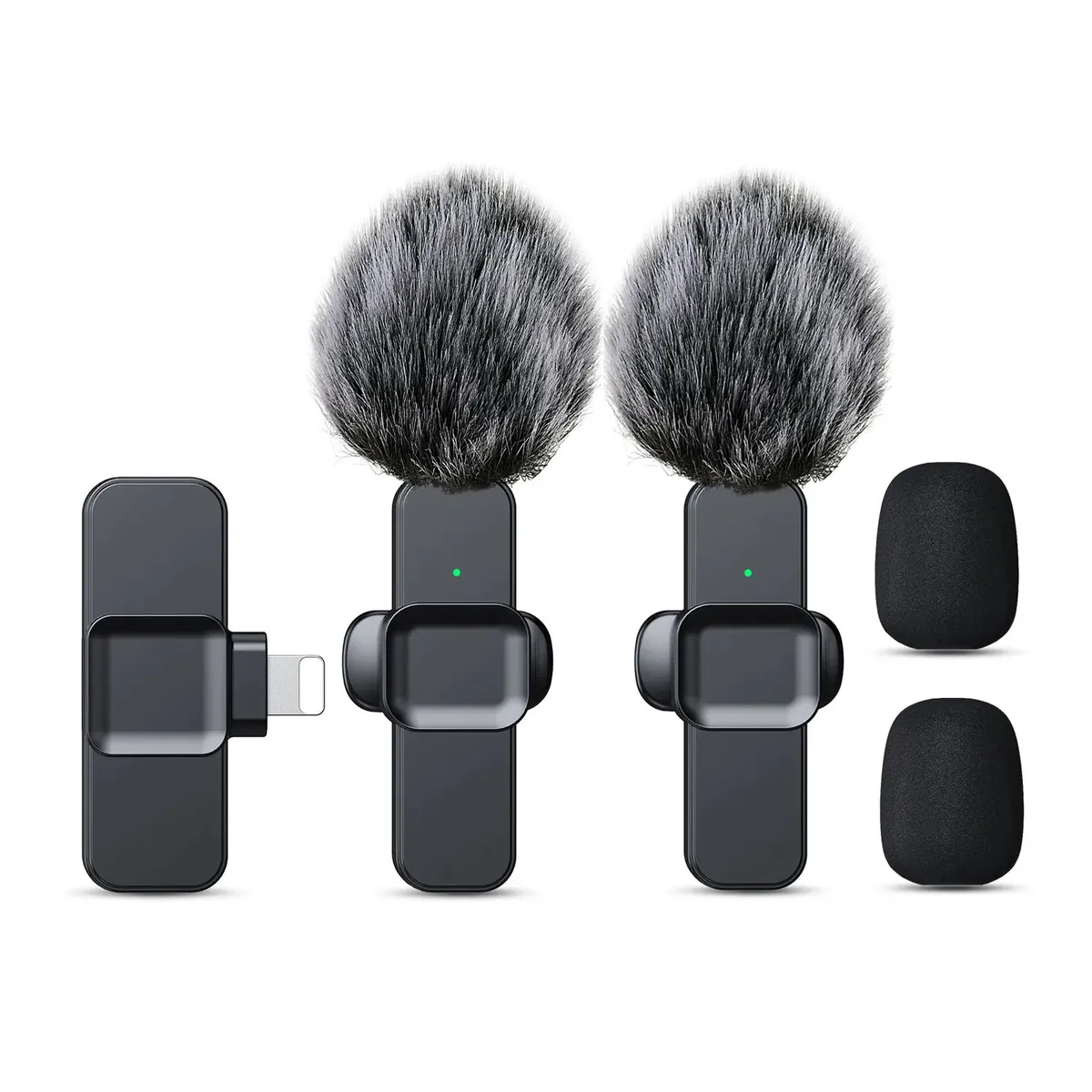 GENERICO - Micrófono Inalámbrico Para Celular Con Peluche Anti Viento Negro