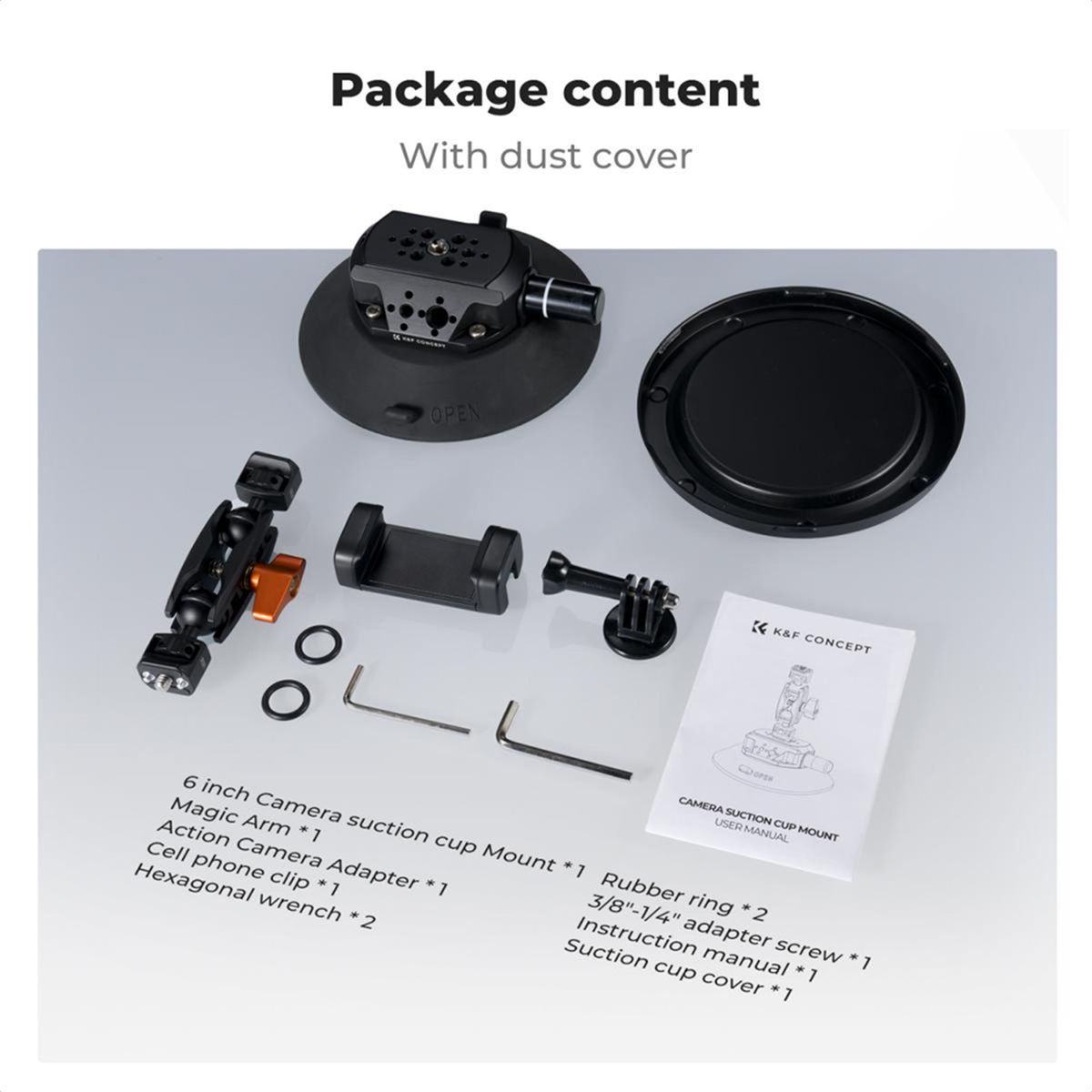 K&F CONCEPT - Soporte con Ventosa + Brazo Mágico K&F Concept MS-46