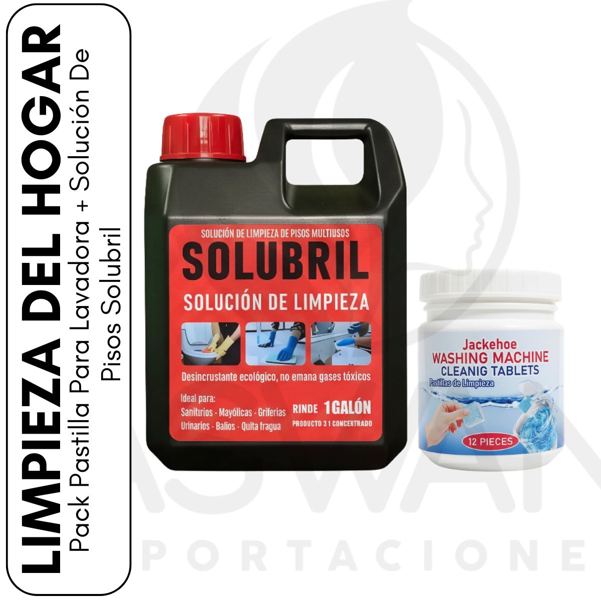 Pack Pastilla Para Lavadora + Solución De Pisos Solubril, marca GENERICO - Foto Principal
