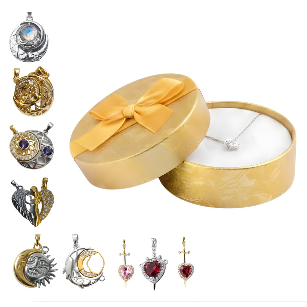 Cofre Joyero y Juego de Collares de Pareja y Novios Sorpresa Pack San Valentín, marca GENERICO - Foto Principal