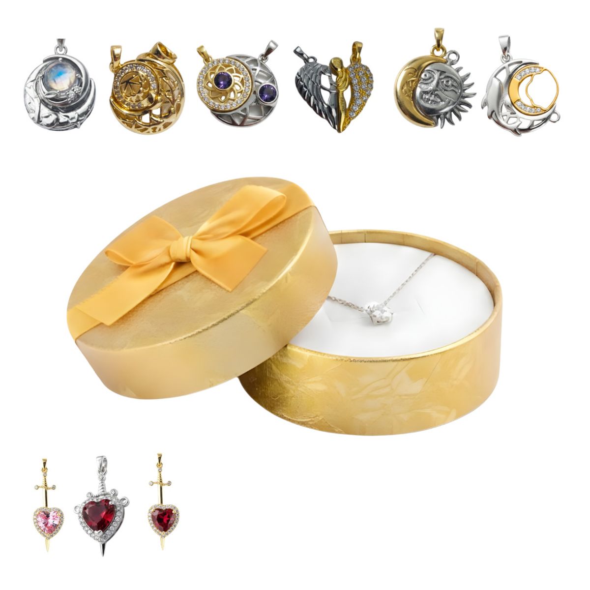 Cofre Joyero y Juego de Collares de Pareja y Novios Sorpresa Pack San Valentín, marca GENERICO - Foto 2
