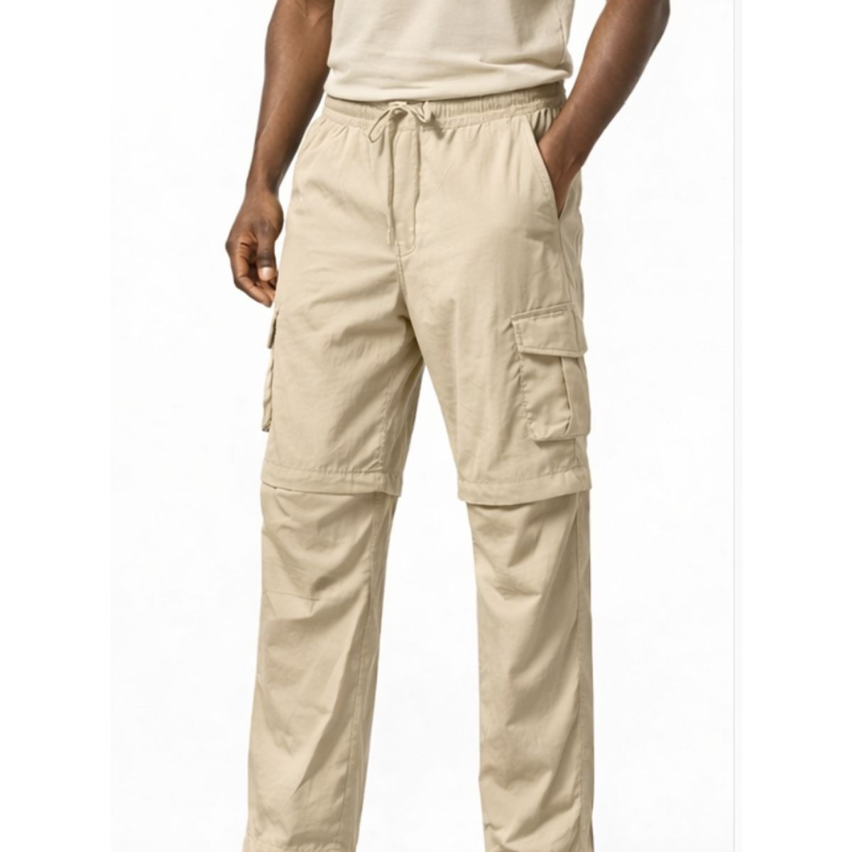 ENKI - Pantalón Cargo Convertible 2 en 1 Hombre Tela Mojada Secado Rápido Hueso Regular
