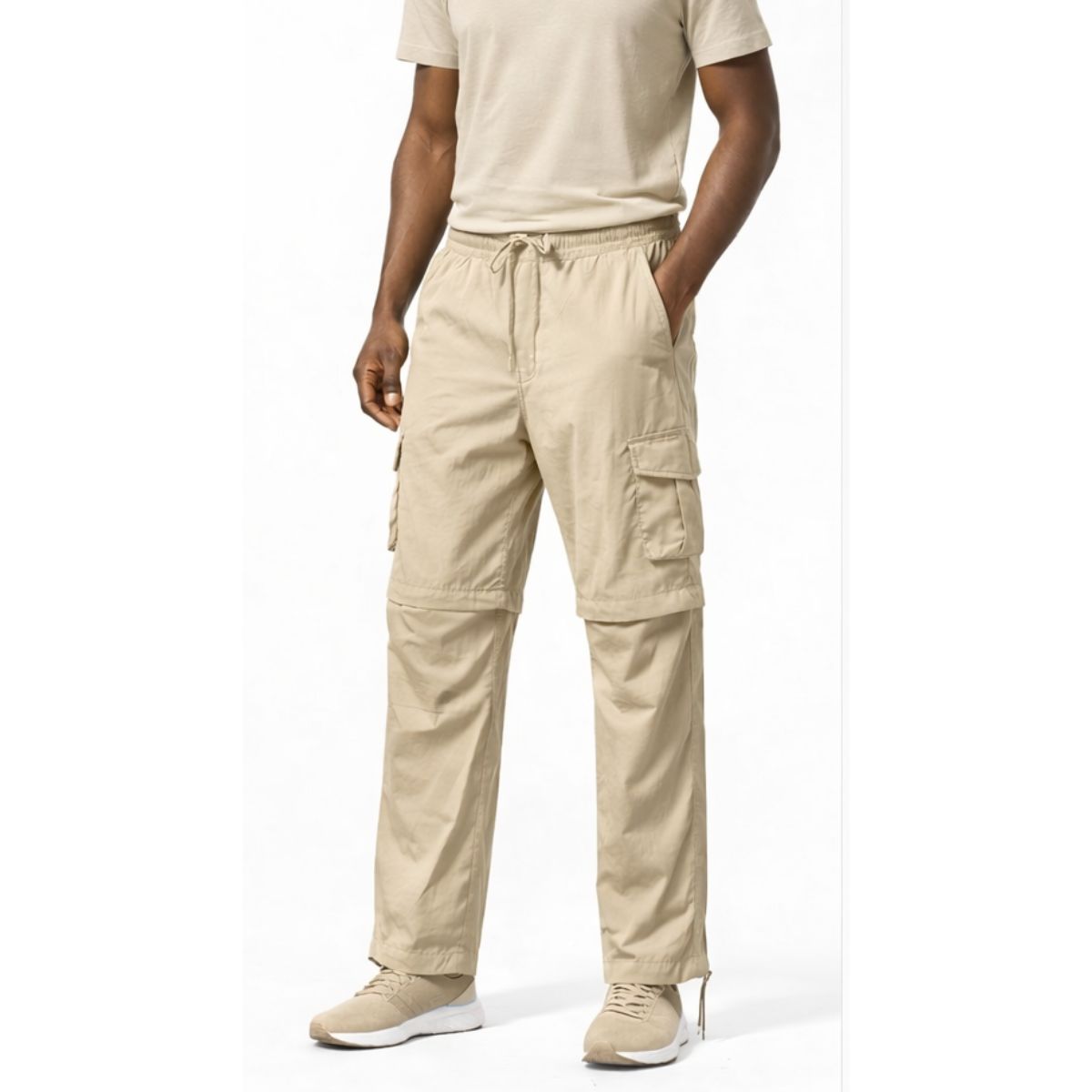 ENKI - Pantalón Cargo Convertible 2 en 1 Hombre Tela Mojada Secado Rápido Hueso Regular