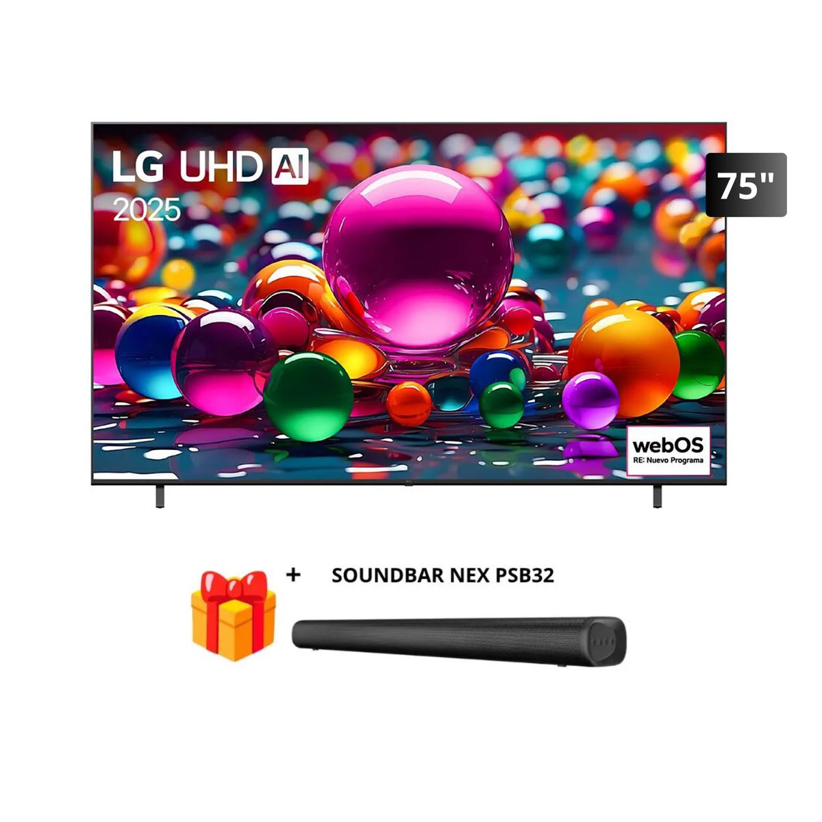 LG - Televisor LG 75 UHD 4K Smart TV ThinQ AI 75UA8050PSA 2025 + Soundbar