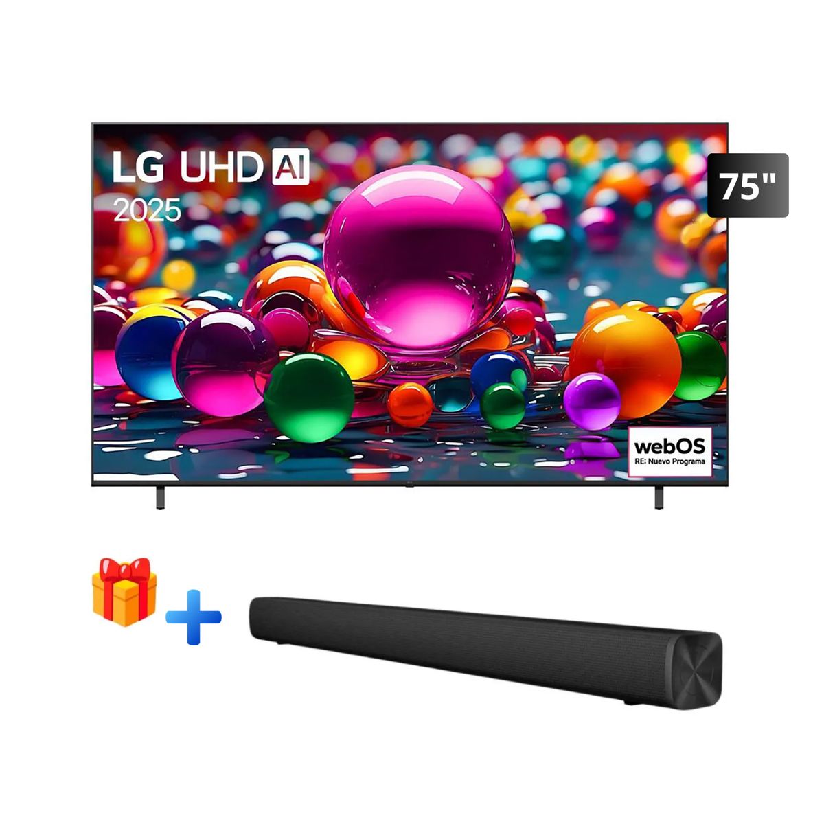 LG - Televisor LG 75 UHD 4K Smart TV ThinQ AI 75UA8050PSA 2025 + Soundbar