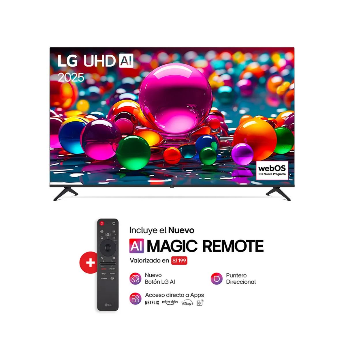 LG - Televisor LG 75 UHD 4K Smart TV ThinQ AI 75UA8050PSA 2025 + Soundbar