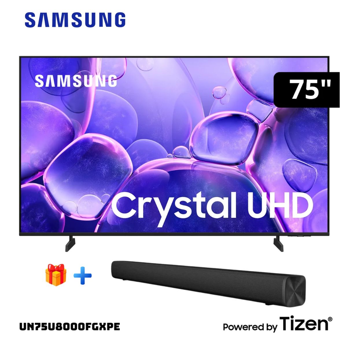 SAMSUNG - Televisor SAMSUNG CRYSTAL UHD 75 4K Smart TV UN75U8000FGXPE + SOUNDBAR