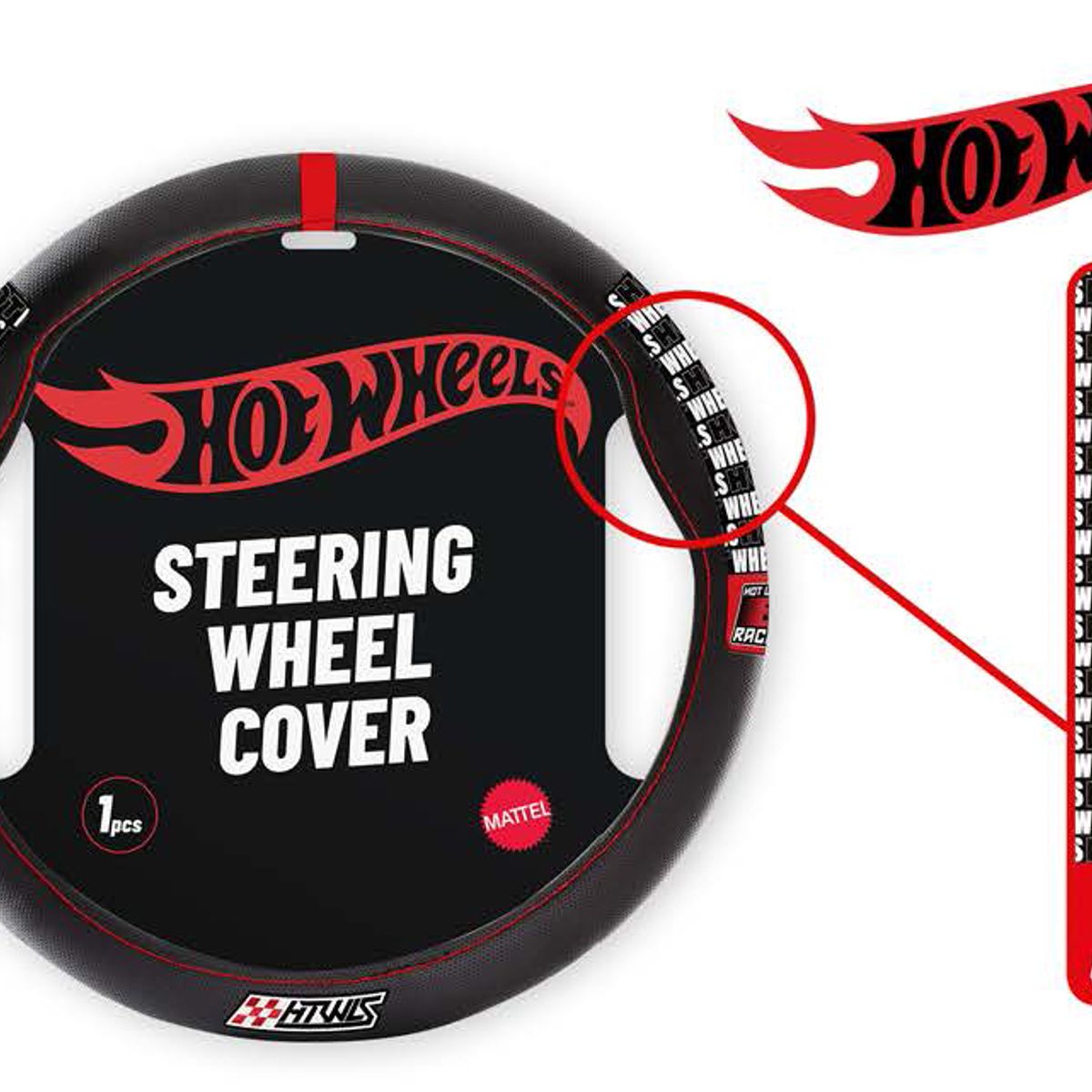 HOT WHEELS - Forro Cubre Volante HOT WHEELS Estilo Deportivo Universal Negro