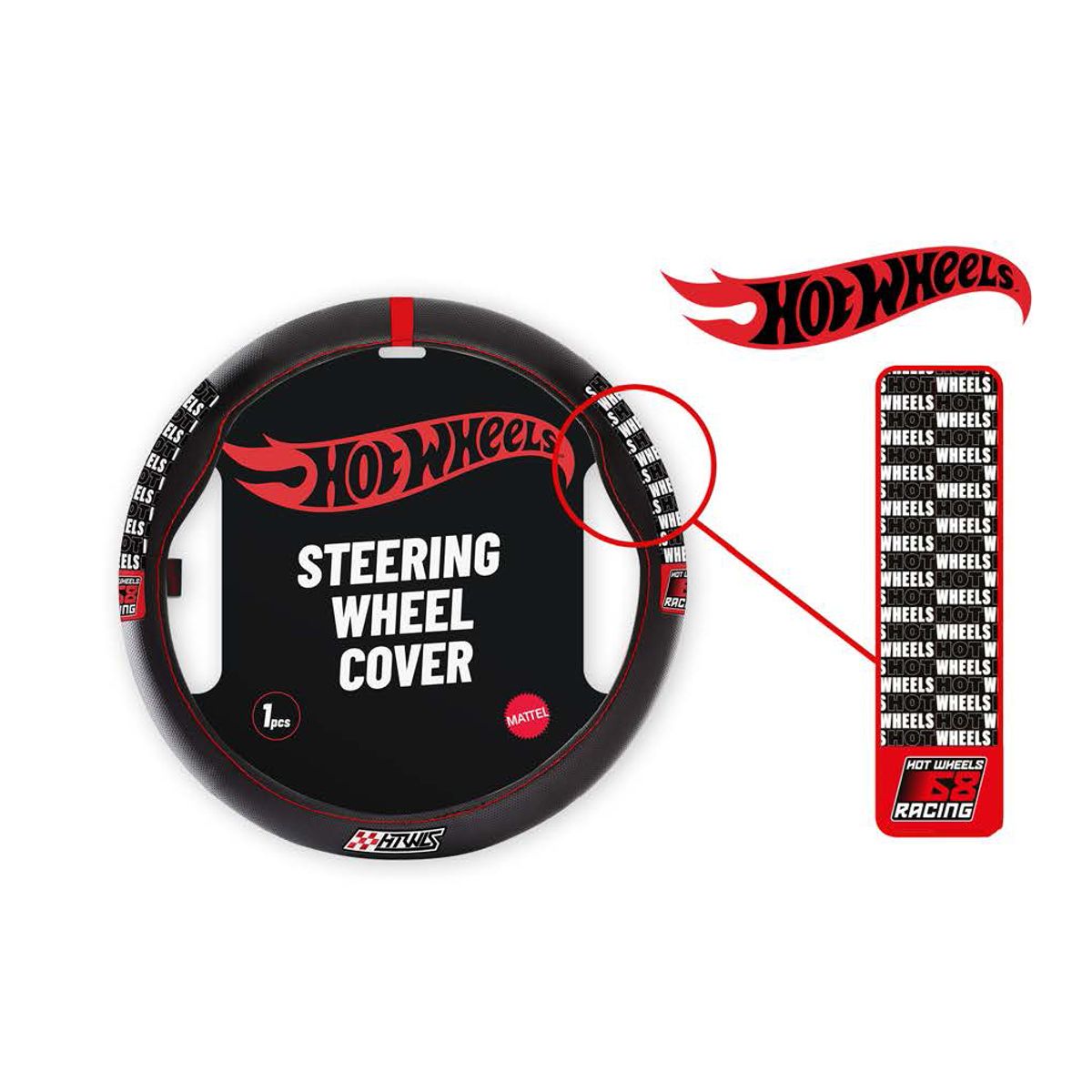 HOT WHEELS - Forro Cubre Volante HOT WHEELS Estilo Deportivo Universal Negro