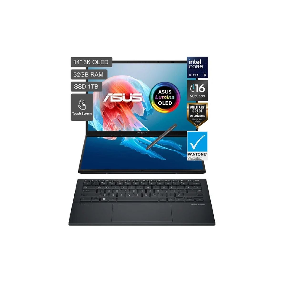 Asus Zenbook Duo 14" x 2 touch (doble pantalla) 3K OLED, Intel Core Ultra 9, 32GB DDR5, 1TB SSD, Windows 11 Español, marca ASUS - Foto Principal