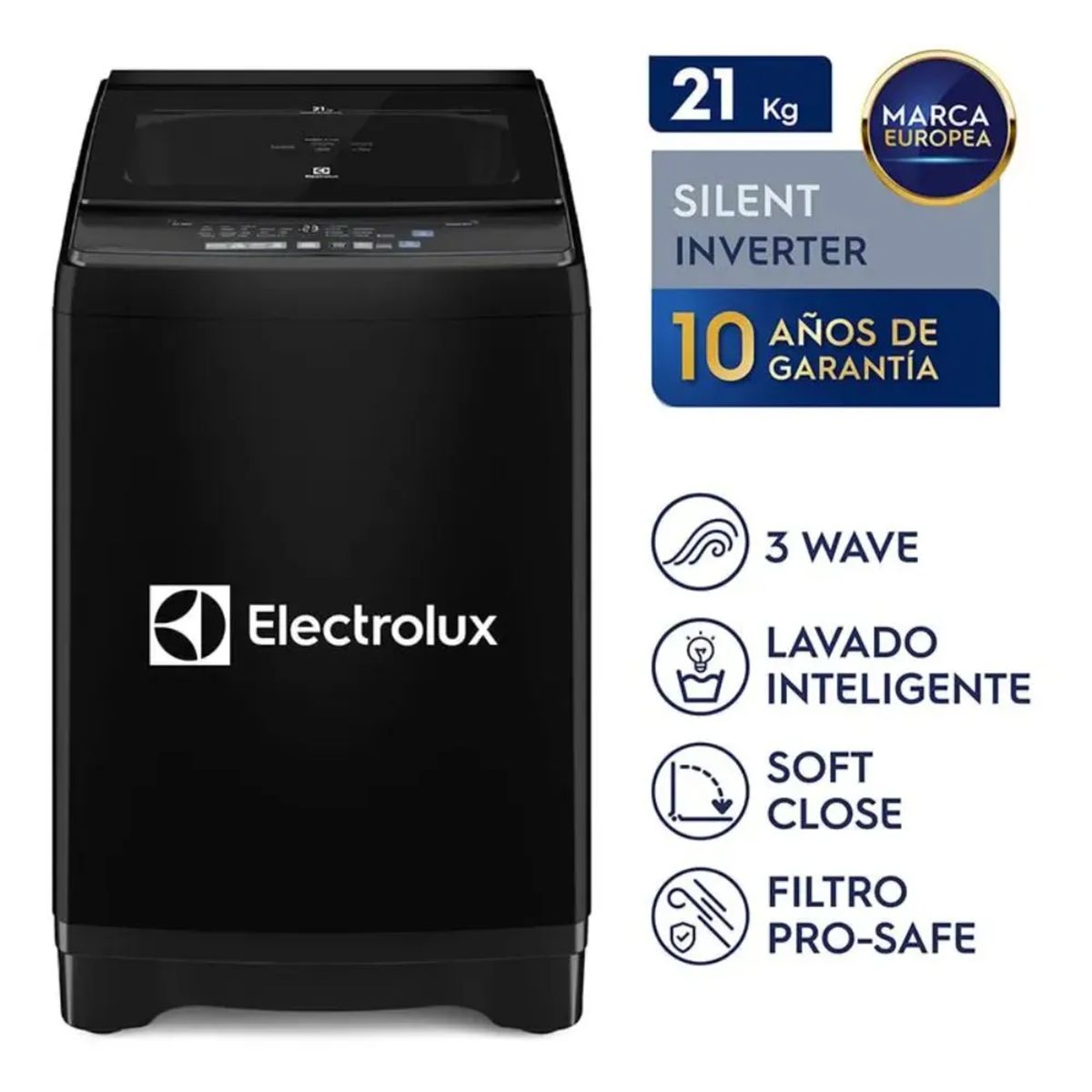 ELECTROLUX - Lavadora Inverter 21 Kilos Negro Electrolux EWIJ21F2XSYB