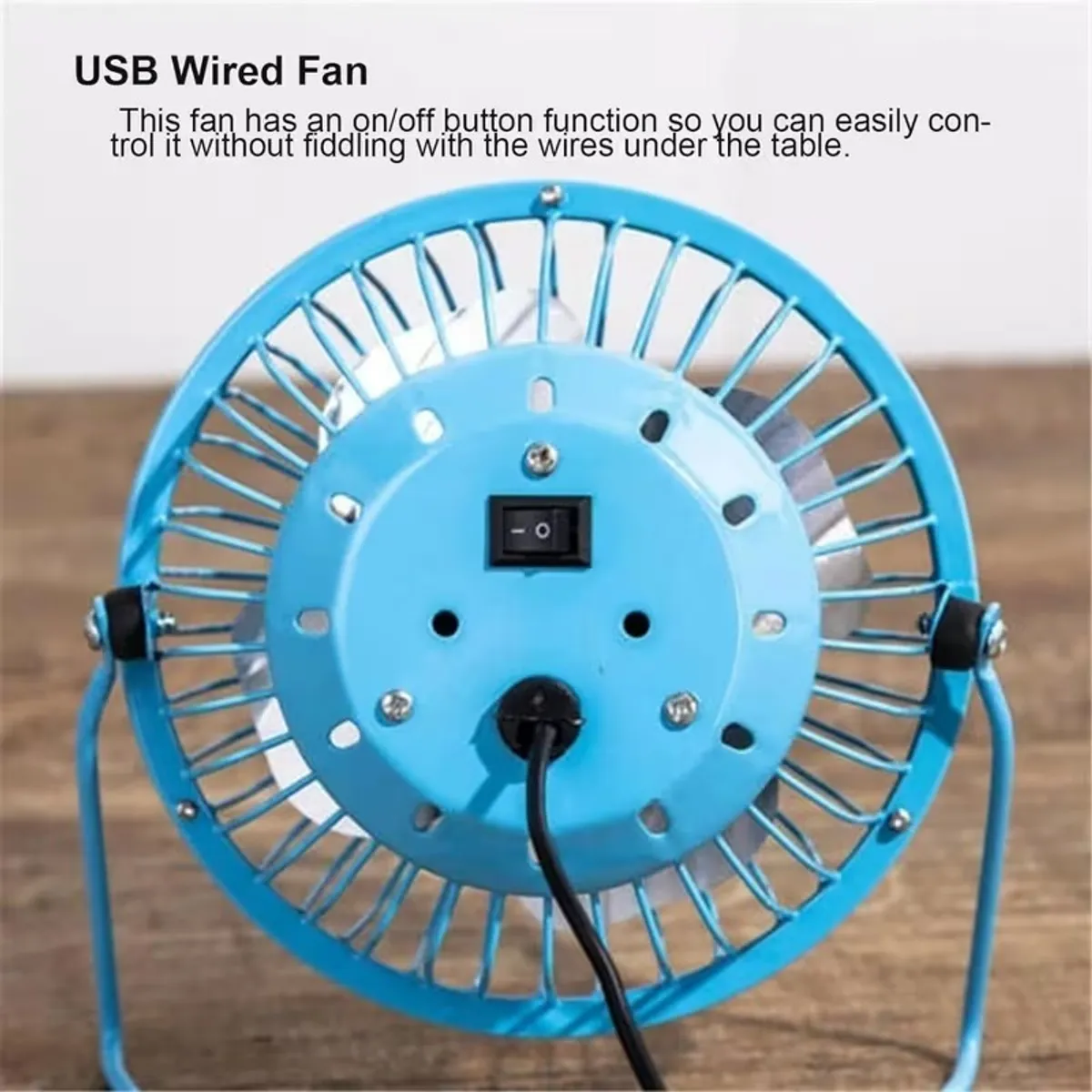 OEM - Mini Ventilador Portátil de Escritorio USB Metal Super Potente - Celeste