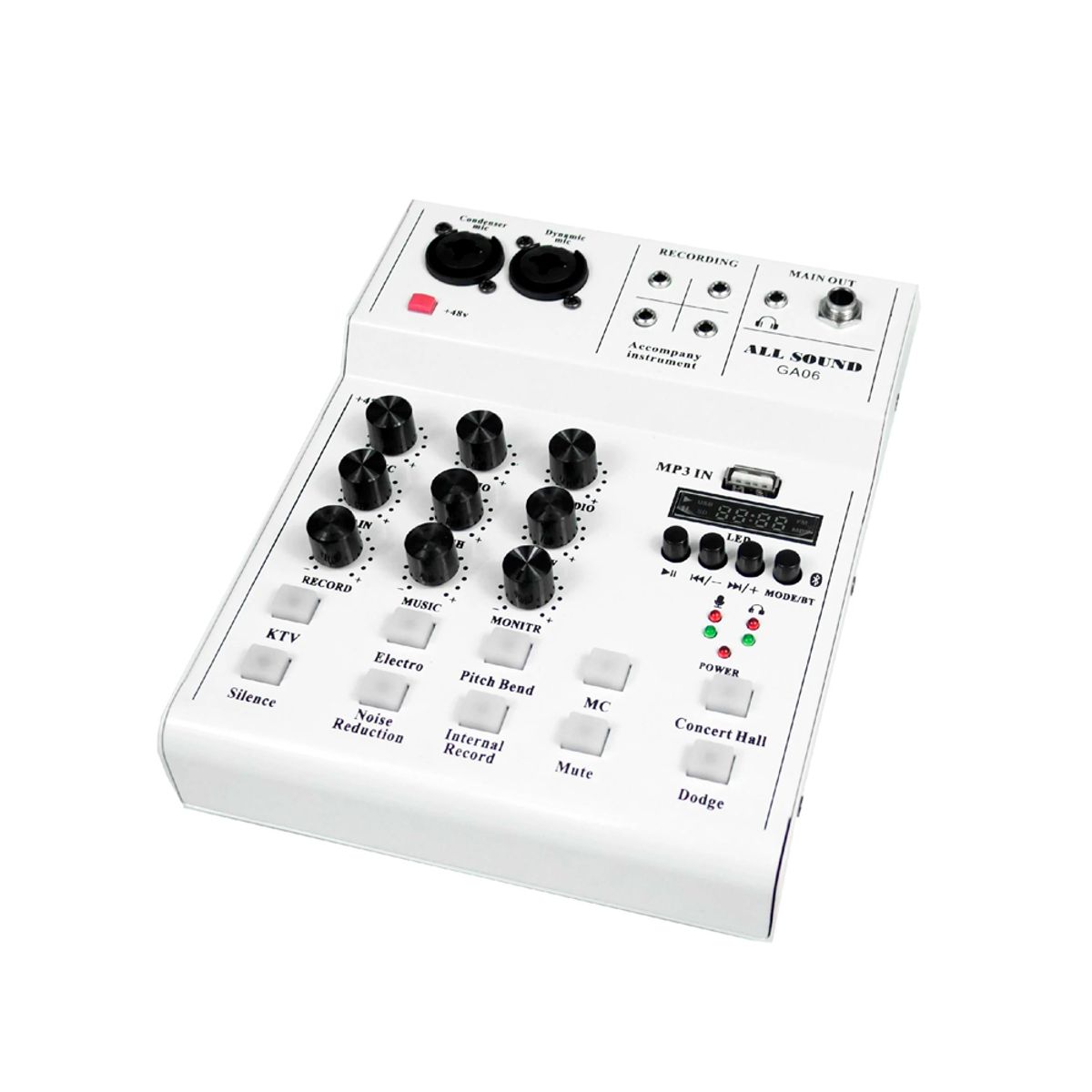 ALL SOUND - Consola Mixer de 2 canales para Transmisiones Tiktok, efectos - All Sound GA06