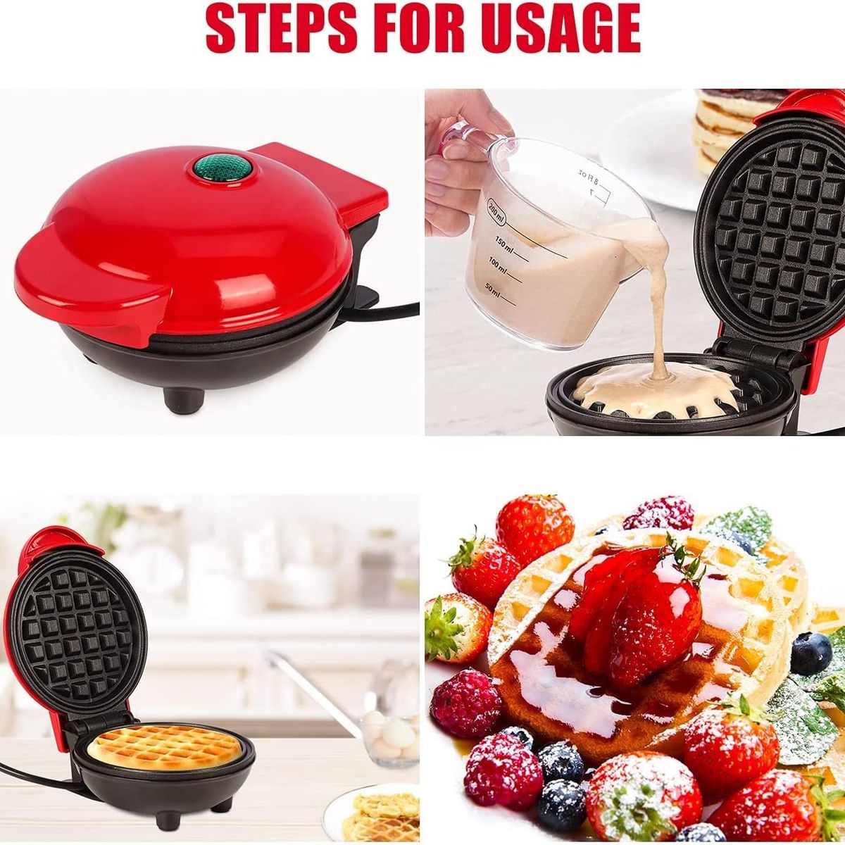 GENERICO - Mini Wafflera Antiadherente Eléctrica Color Aleatorio