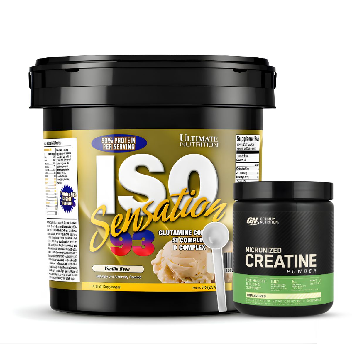 Ultimate Nutrition - Iso Sensation 93 5 LB Proteina Aislada - Vainilla Bean + Creatina Optimum Nutrition 300 G + Scoop