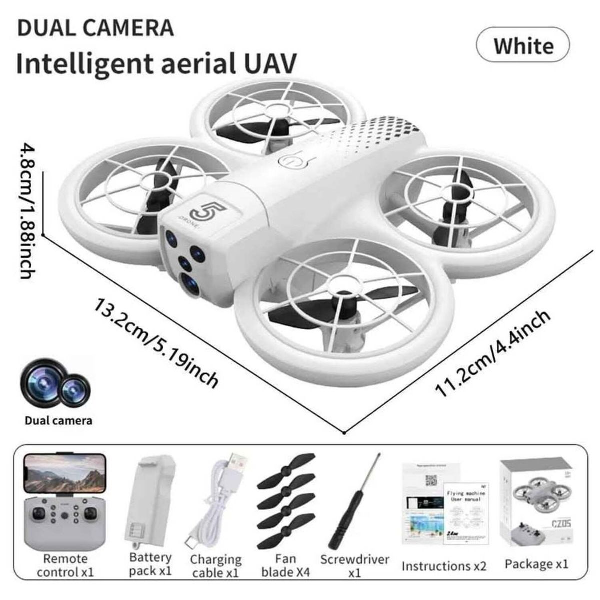 GENERICO - Mini Dron CZ05 con Camara Color Gris Luces LED