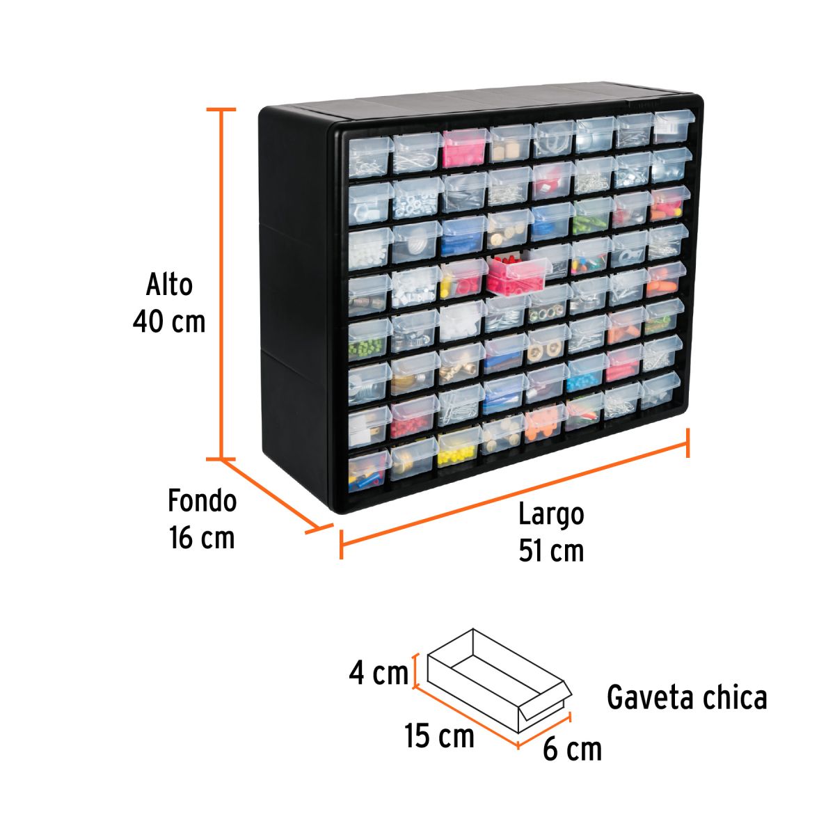 TRUPER - Organizador con 64 gavetas, TRUPER