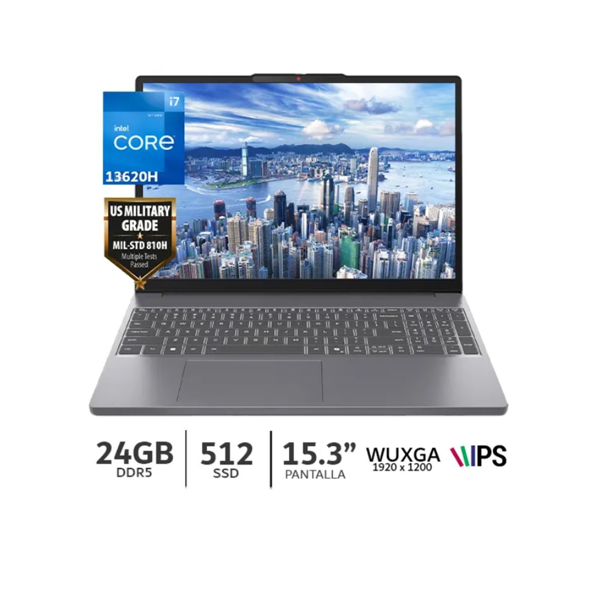 LENOVO - LAPTOP LENOVO IDEAPAD SLIM 3 15IRH10 INTEL CORE I7 13620H 83K100KFLM RAM 24GB DDR5 SSD 512GB 15.3"