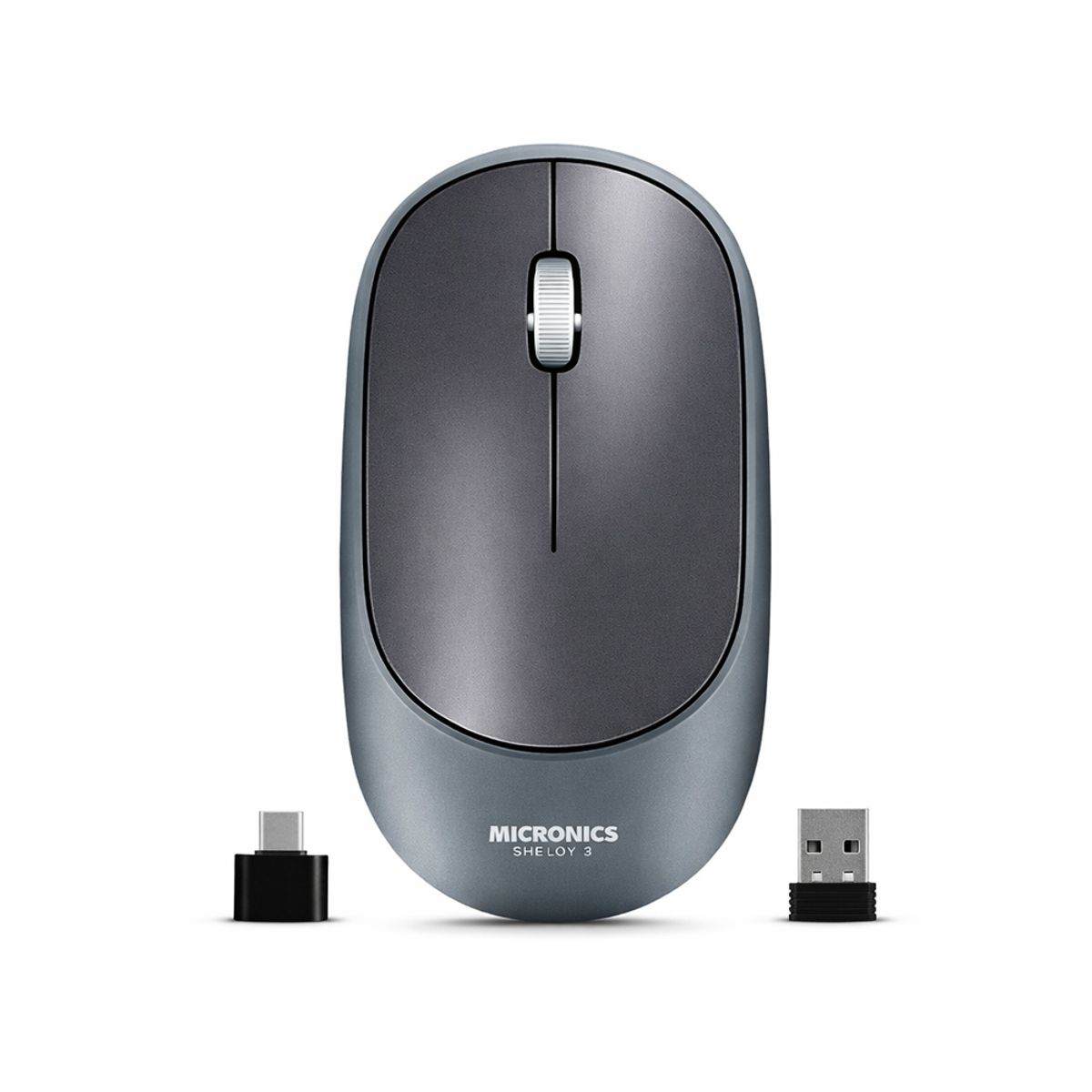 MICRONICS - Mouse Micronics Shelby 3 Bluetooth Wifi Recargable Click Silencioso Plomo