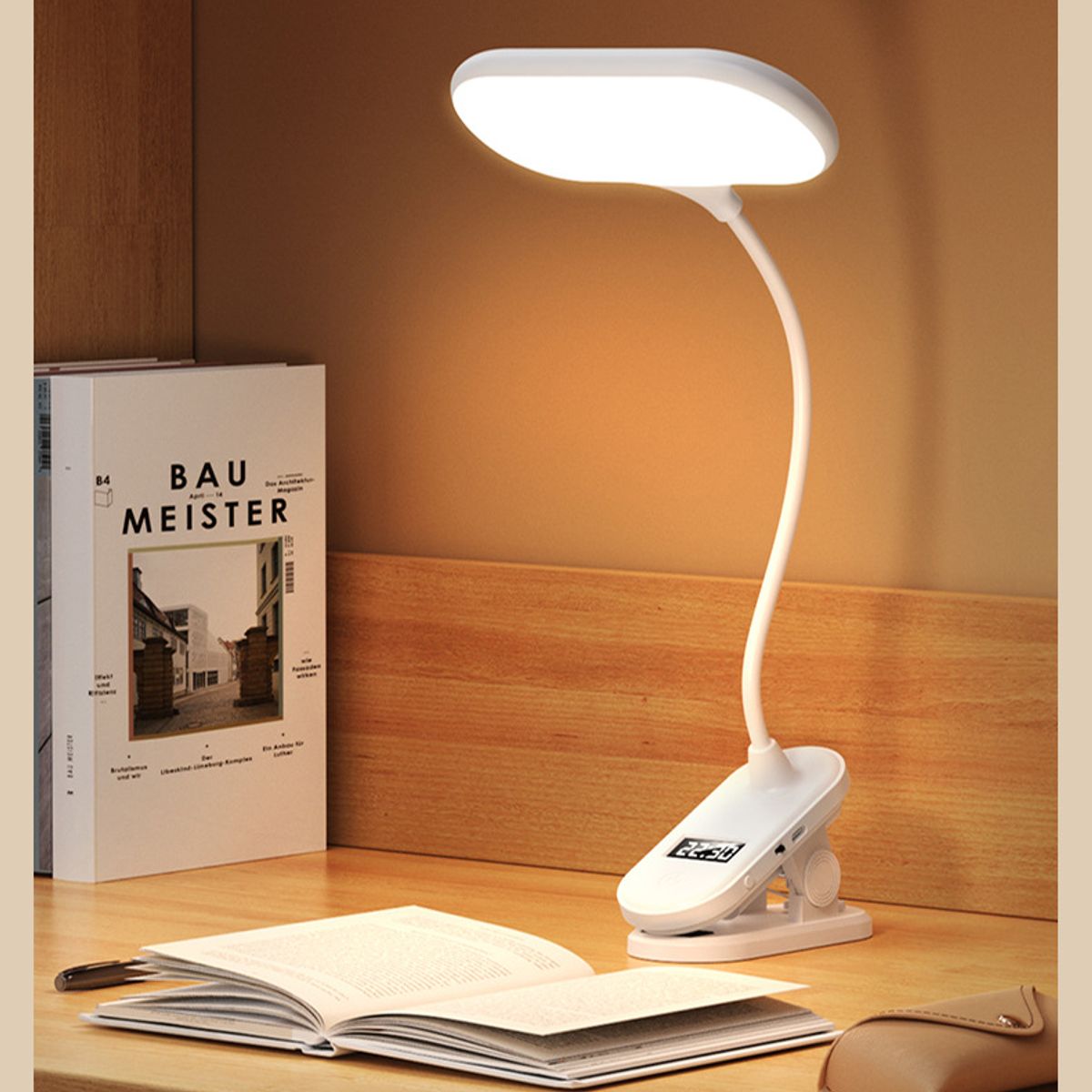 GENERICO - Lampara Luz Led Inalámbrica 3 Tonos Y Tipos De Luz + Reloj