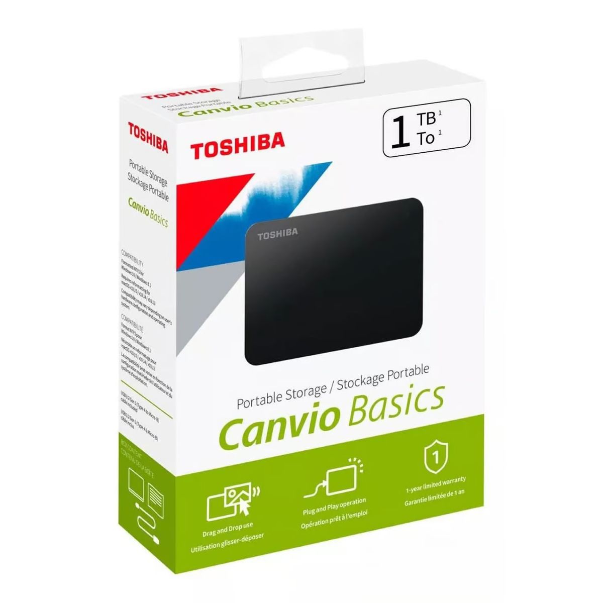 TOSHIBA - Disco Externo 1 TB Toshiba Canvio Basics USB 3.0