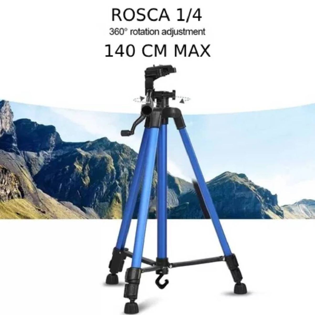 GENERICO - Trípode para Celular Cámara 140 cm Profesional Azul 360°