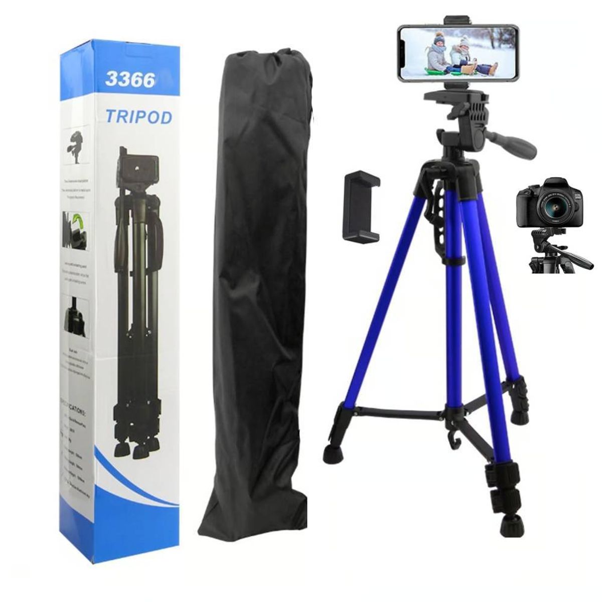 GENERICO - Trípode para Celular Cámara 140 cm Profesional Azul 360°