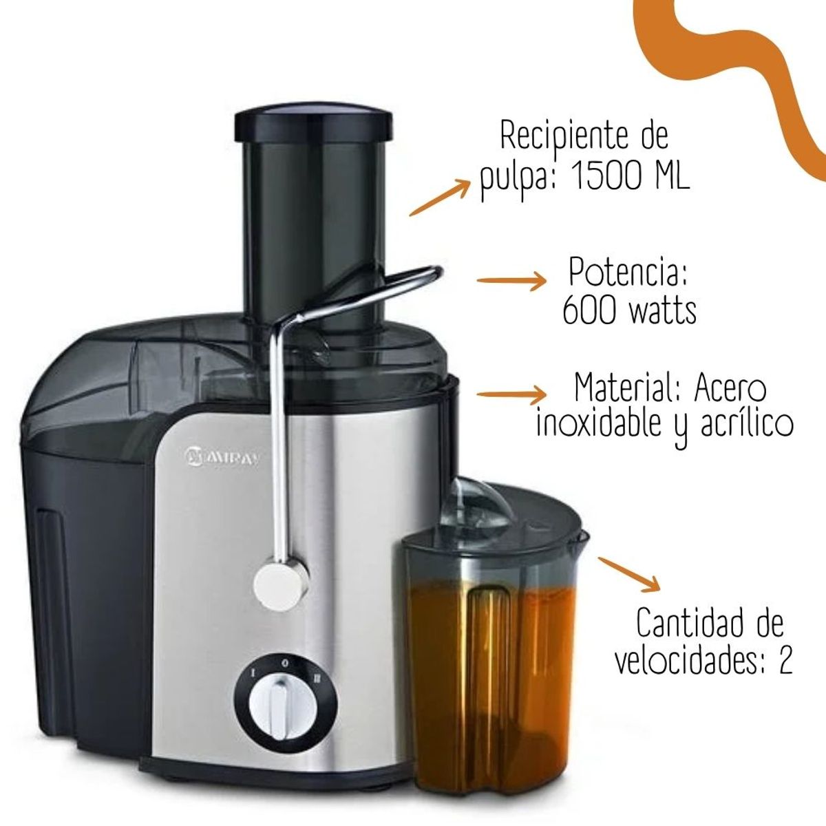 MIRAY - Extractor de Jugos Miray de 600Watts  EM-40