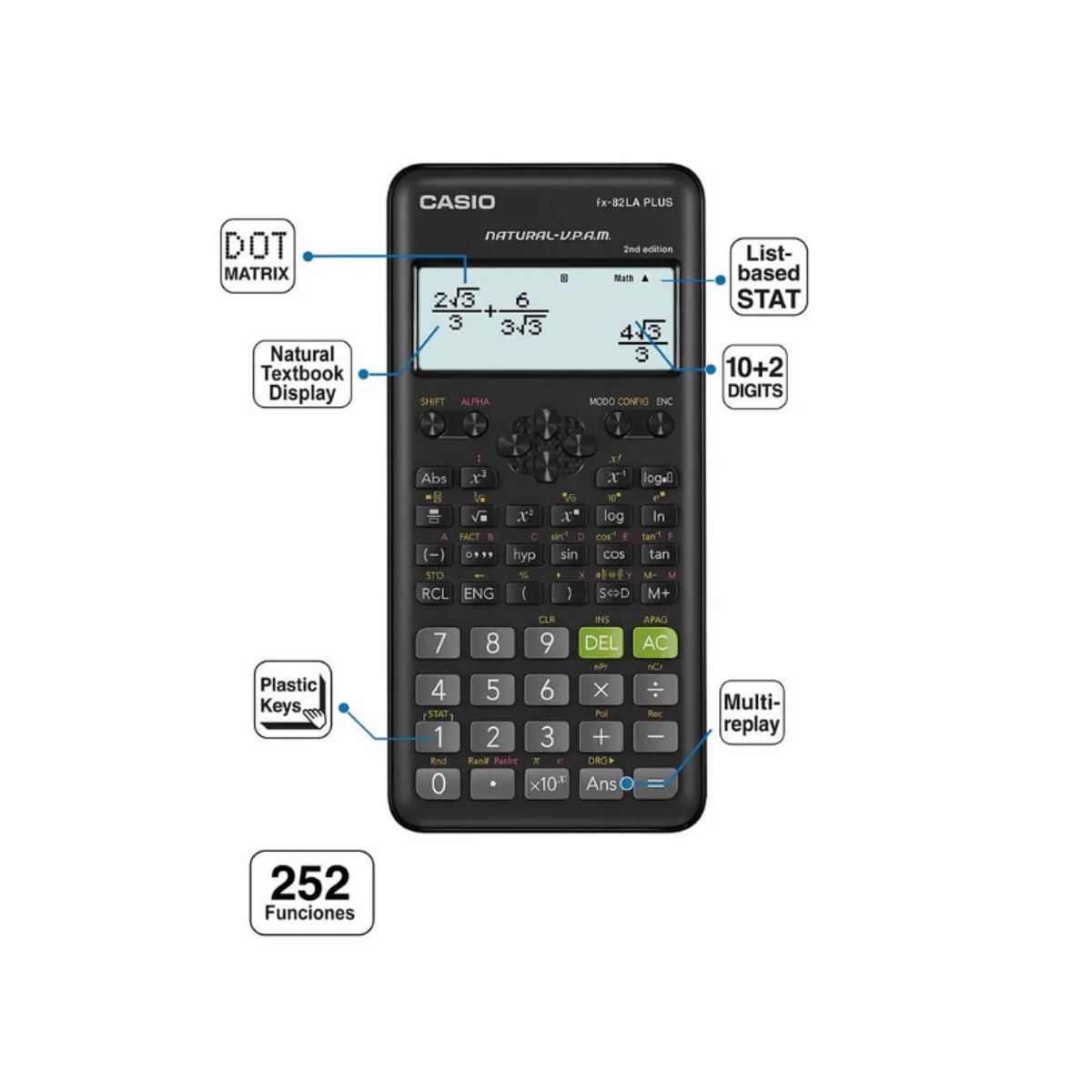 CASIO - Calculadora Científica Casio FX-82LA PLUS-2 BK Negro