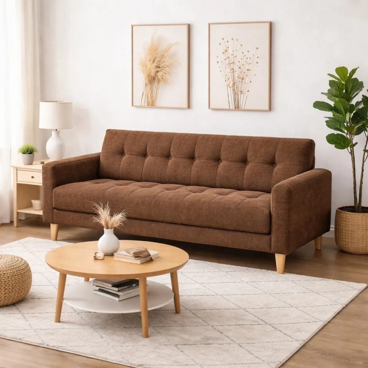 ARTSOFA - Sofá Dos Cuerpos Verona Marrón Antifluido + Obsequio