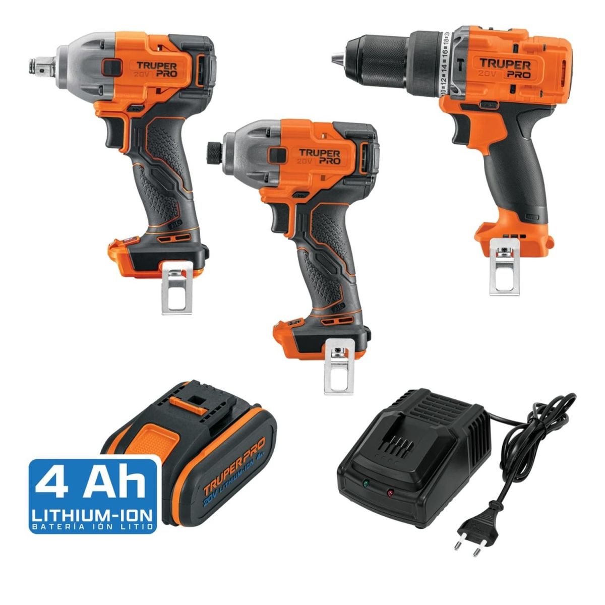 TRUPER - Taladro + Llave + Atornillador de impacto 20V + 1bat Truper
