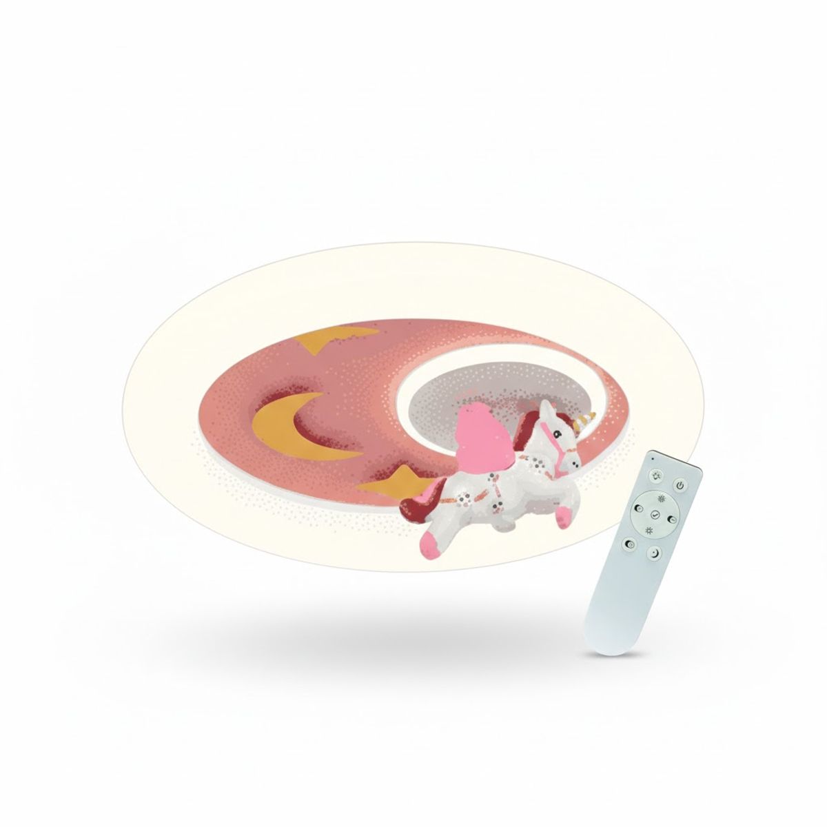 CEMLIGHTING - Lámpara de Techo LED Pony Lía 60W 40cm – 3 Colores de Luz + Control Remoto – Línea Kids