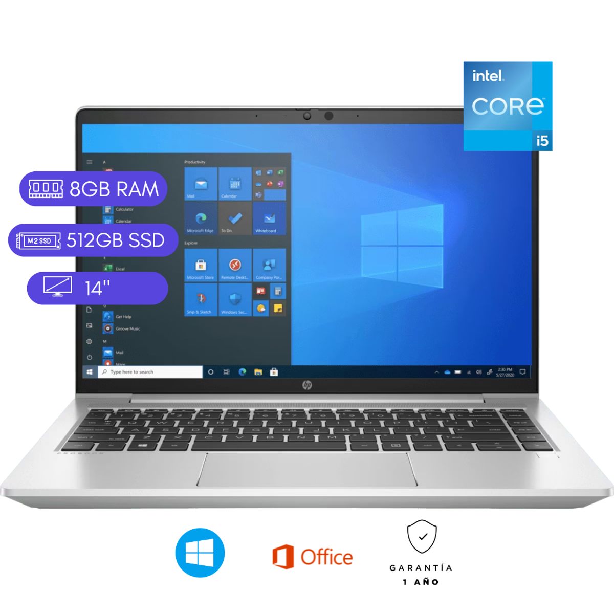 HP - Laptop reacondicionada HP EliteBook 640 G8 Core i5 11va Gen 8GB RAM 512GB SSD Plata