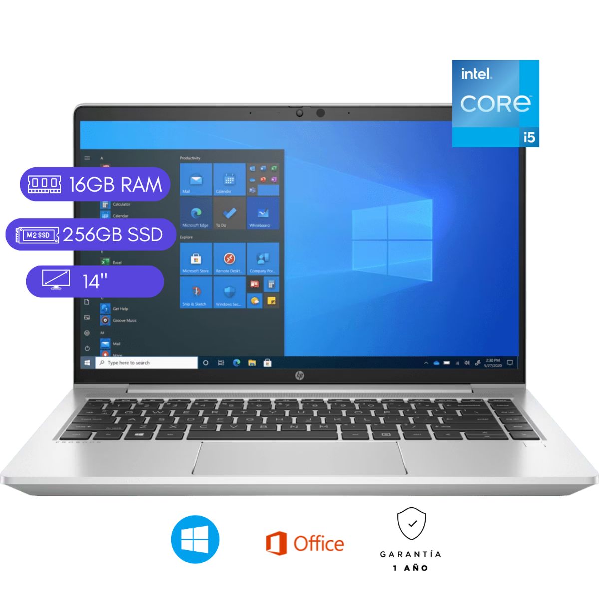 HP - Laptop reacondicionada HP EliteBook 640 G8 Core i5 11va Gen 16GB RAM 256GB SSD Plata