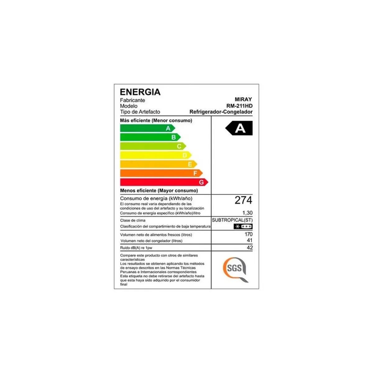 MIRAY - Refrigeradora Miray RM-211HD Eurofrío 211 L