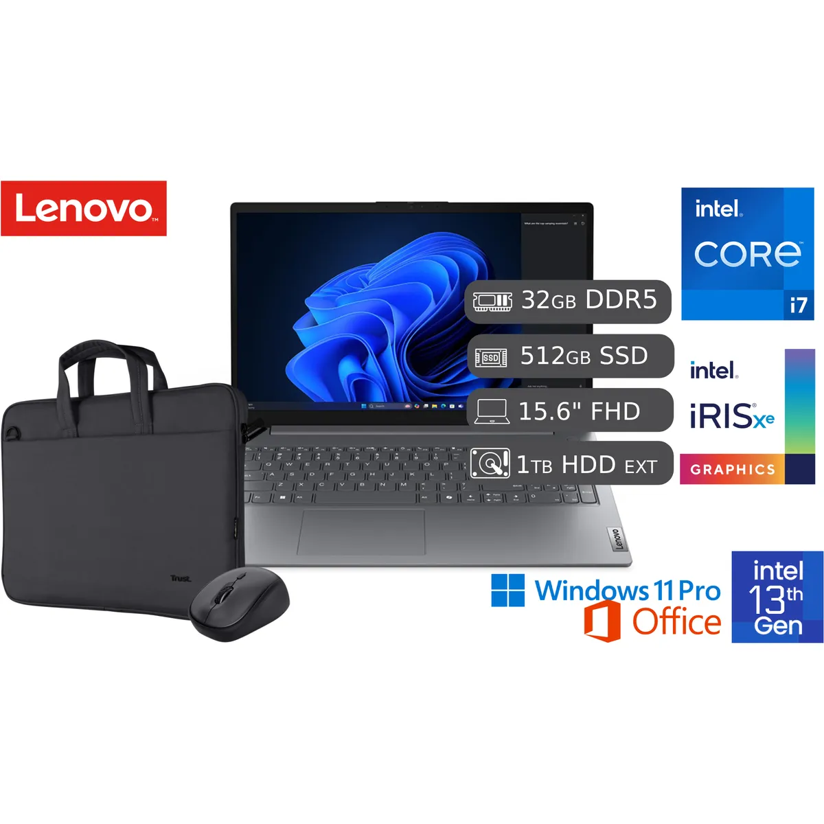 LENOVO - Laptop Nueva Lenovo V15 G4 IRL Intel Ci7 13va 32GB DDR5  512GB SSD+ 1TB HDD 15.6 FHD