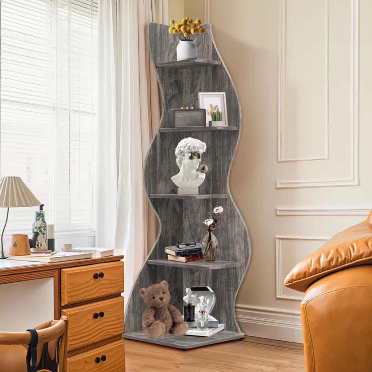 R&R MUEBLES - Estante Moderno Shiwon 176 cm de alto Gris R&R MUEBLES