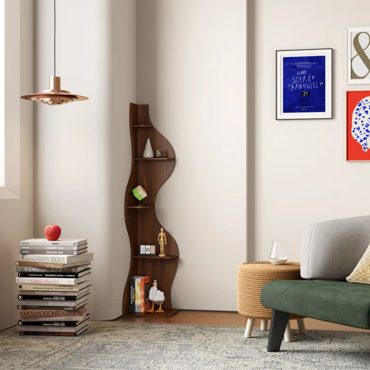 R&R MUEBLES - Estante Moderno Shiwon 136 cm de alto Marrón R&R MUEBLES