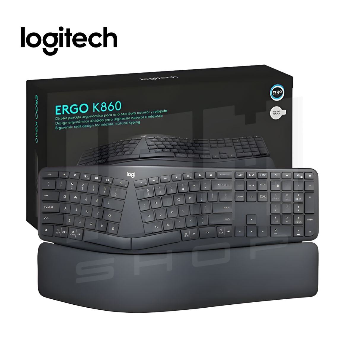 LOGITECH - Teclado Ergonomico Logitech K860 Inalambrico y Bluetooth - Negro