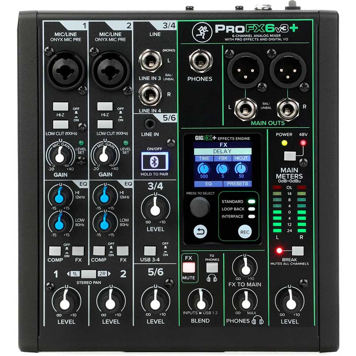 MACKIE - Mezclador Mackie ProFX6v3+ 6 Canales con Efectos y USB