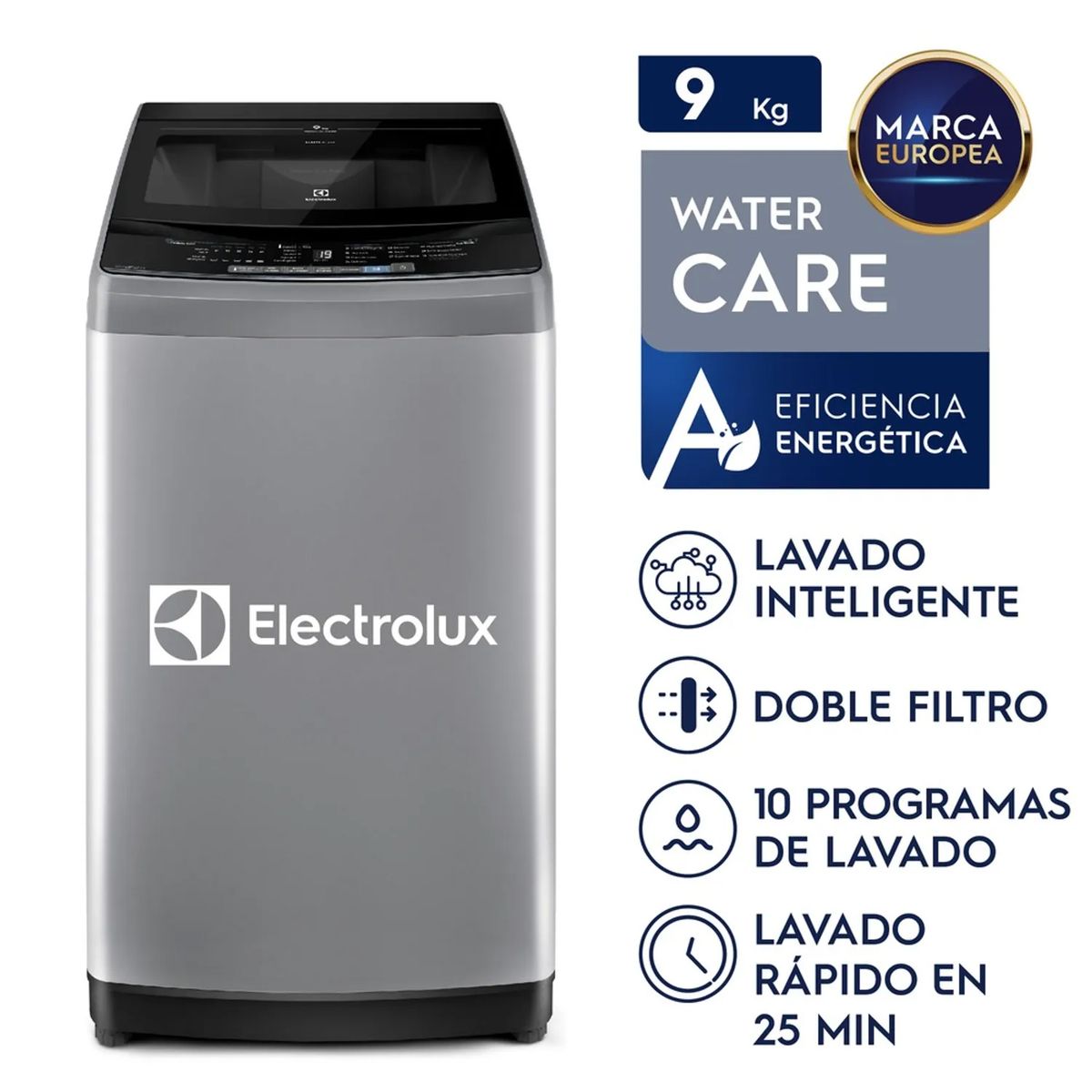 Electrolux - Lavadora Electrolux Carga Superior 9kg Premium Care Gris EWIW09F2USVG