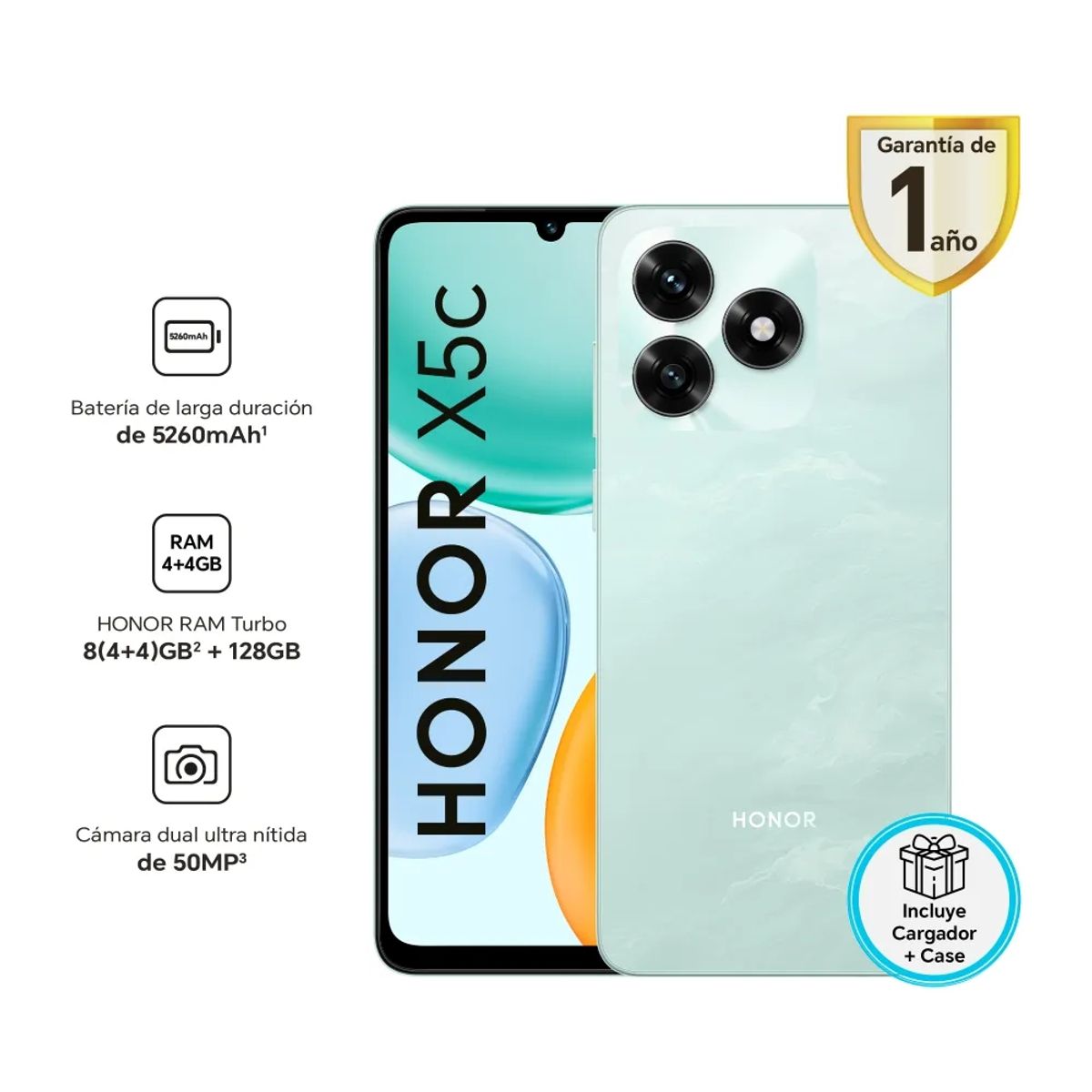 Celular Honor X5C 6.74"  Pulg.  4GB RAM 128GB MagicOS 9.0 - Azul Cian, marca HONOR - Foto 2