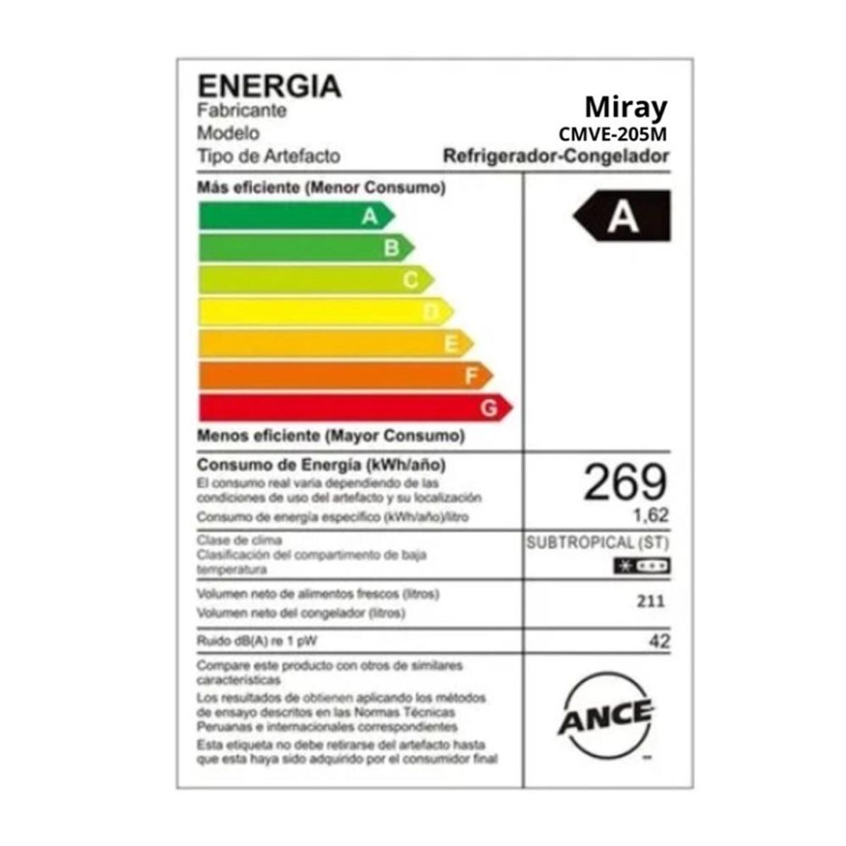 MIRAY - Conservadora Exhibidora Miray CMVE-205M 211 Litros