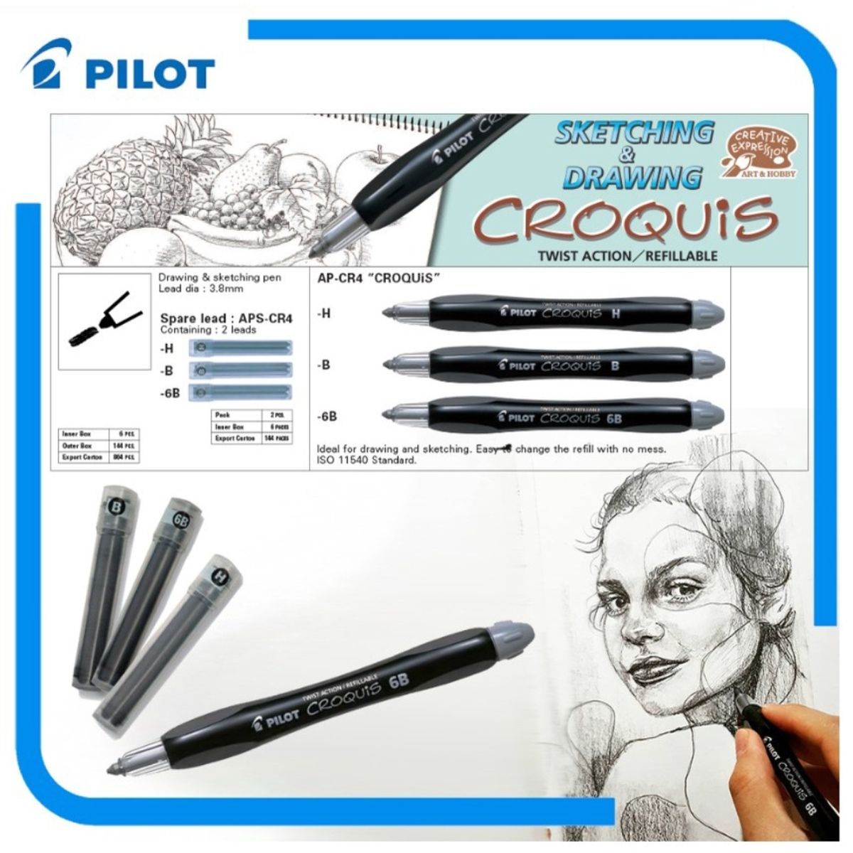 PILOT - Portamina Croquis 6B Artístico + Repuesto
